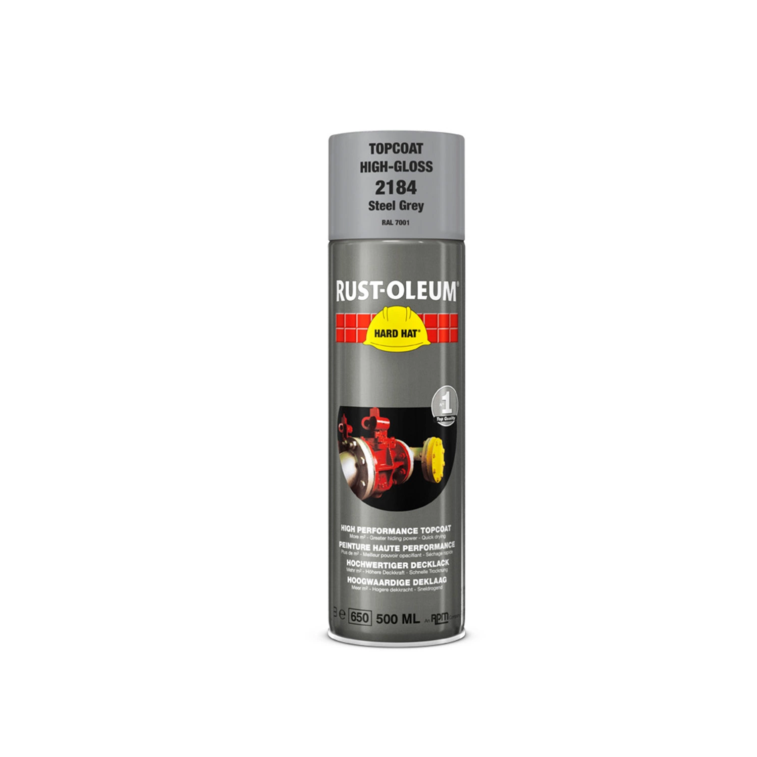 Rust-Oleum Hard Hat Topcoat Spray - Zilvergrijs - 0,5L