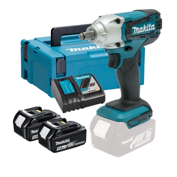 Makita DTW190RTJ 18V Li-Ion Accu Slagmoersleutel Set (2x 5.0Ah Accu) In Mbox - 190Nm - 1/2