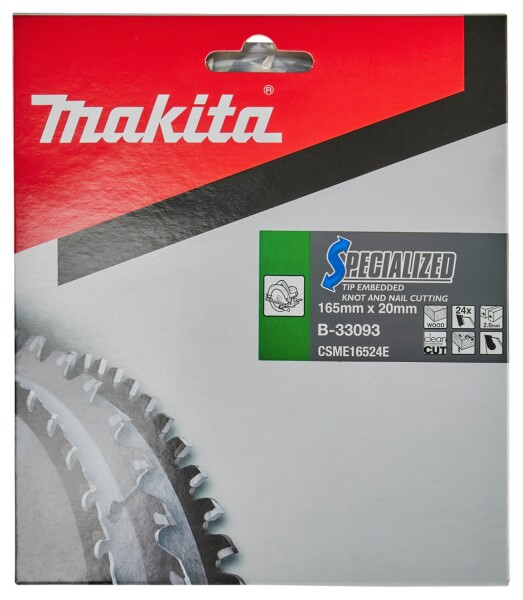 Makita B-33093 Cirkelzaagblad - 165 X 20 X 24T - Hout - Roest/spijker - Detailed view of the product
