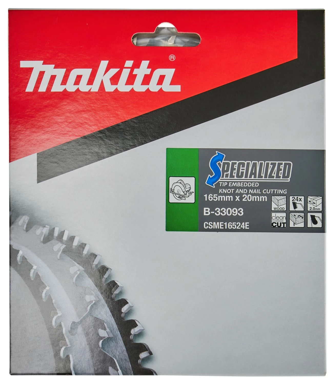 Makita B-33093 Cirkelzaagblad - 165 X 20 X 24T - Hout - Roest/spijker thumbnail 3