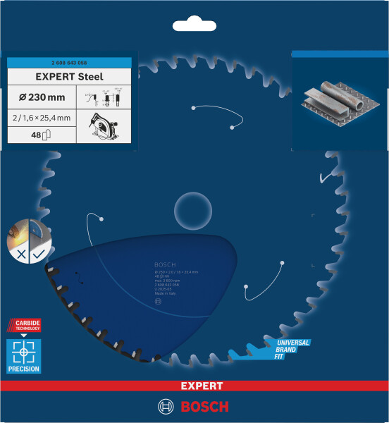 Bosch 2608643058 Cirkelzaagblad - 230 X 25,4 X 48T - Metaal - Carbide - Detailed view of the product