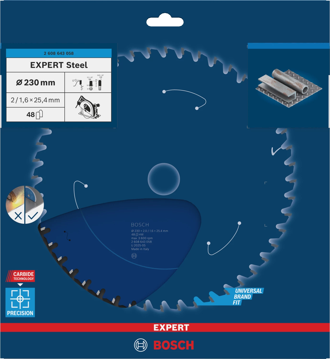 Circular saw blade Expert for Steel 235 x 25,4 x 2,2 mm, 48