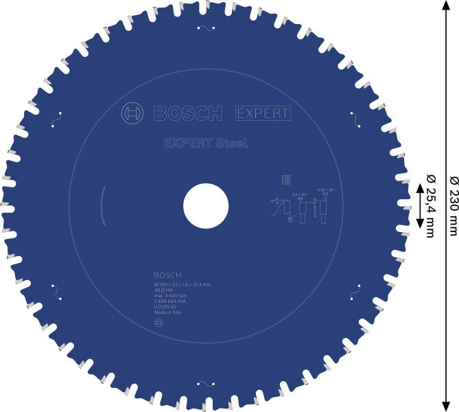 Bosch 2608643058 Cirkelzaagblad - 230 X 25,4 X 48T - Metaal - Carbide - Detailed view of the product