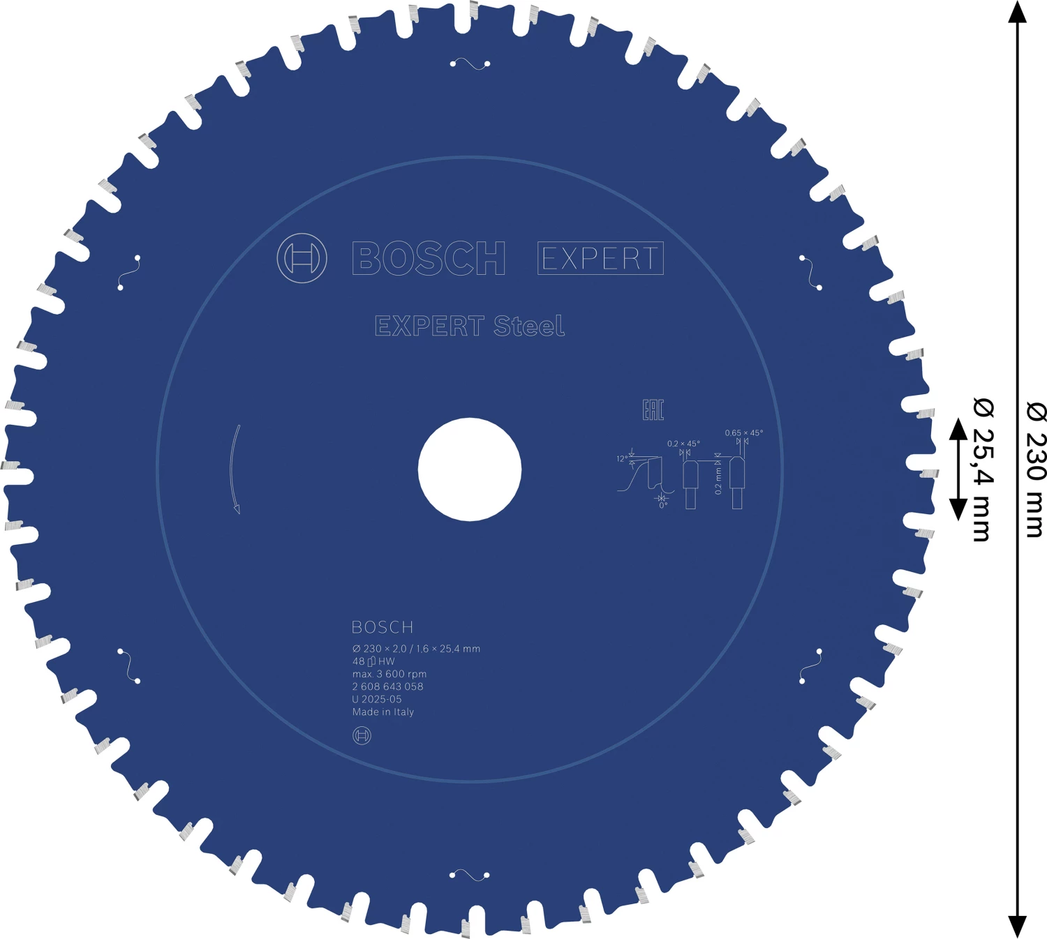 Bosch 2608643058 Cirkelzaagblad - 230 X 25,4 X 48T - Metaal - Carbide thumbnail 4