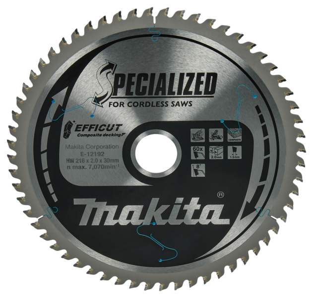 Makita E-12192 Efficut Cirkelzaagblad WPC - 216x30x2,0mm 60T