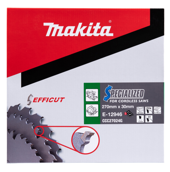Makita E-12930 Efficut Cirkelzaagblad Hout - 270x30x2,15mm 24T - Detailed view of the product