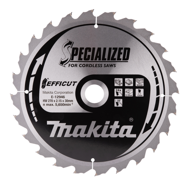 Makita E-12930 Efficut Cirkelzaagblad Hout - 270x30x2,15mm 24T - Detailed view of the product