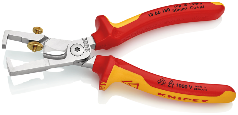 Knipex 13 66 180 StriX VDE Afstriptang Met Kabelschaar - 180mm - Detailed view of the product
