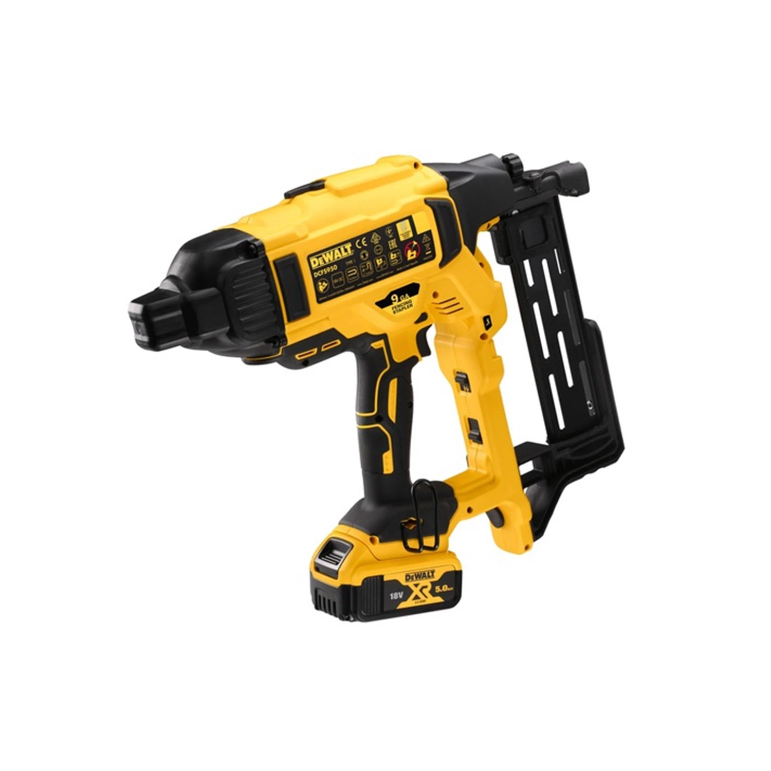 DeWALT DCFS950P2 18V Li-ion Accu Hekwerktacker Set (2x 5.0Ah Accu) In Koffer - 9Ga - 40/45/50mm thumbnail 2