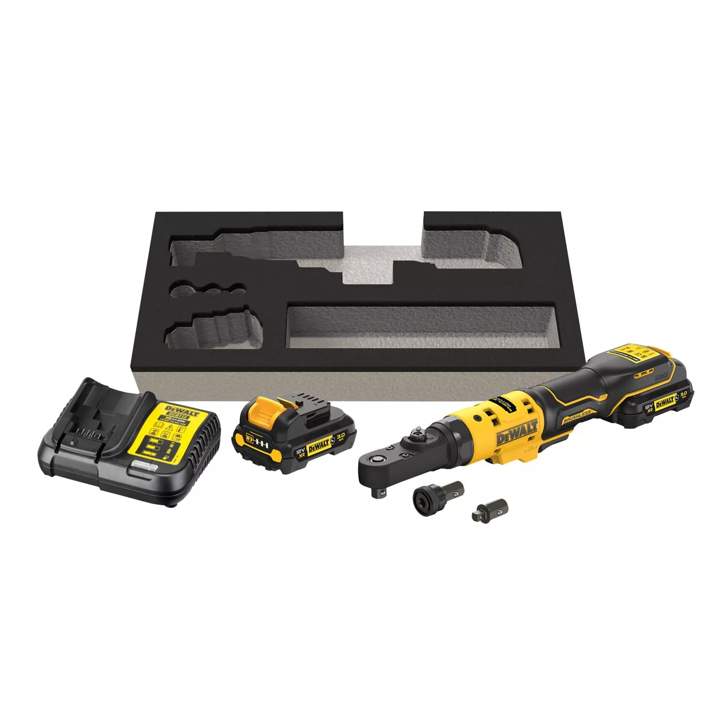 DeWALT DCF500L2G 12V Li-ion Accu Haakse Ratelsleutel Set (1x 3.0Ah Accu) In Inlay - 1/4''&3/8''
