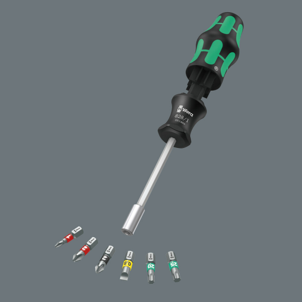 Wera 05051510001 7-delige Kraftform Kompakt 27 Set 1 Handbithouder Met Bits - 1/4"- 25mm - Detailed view of the product