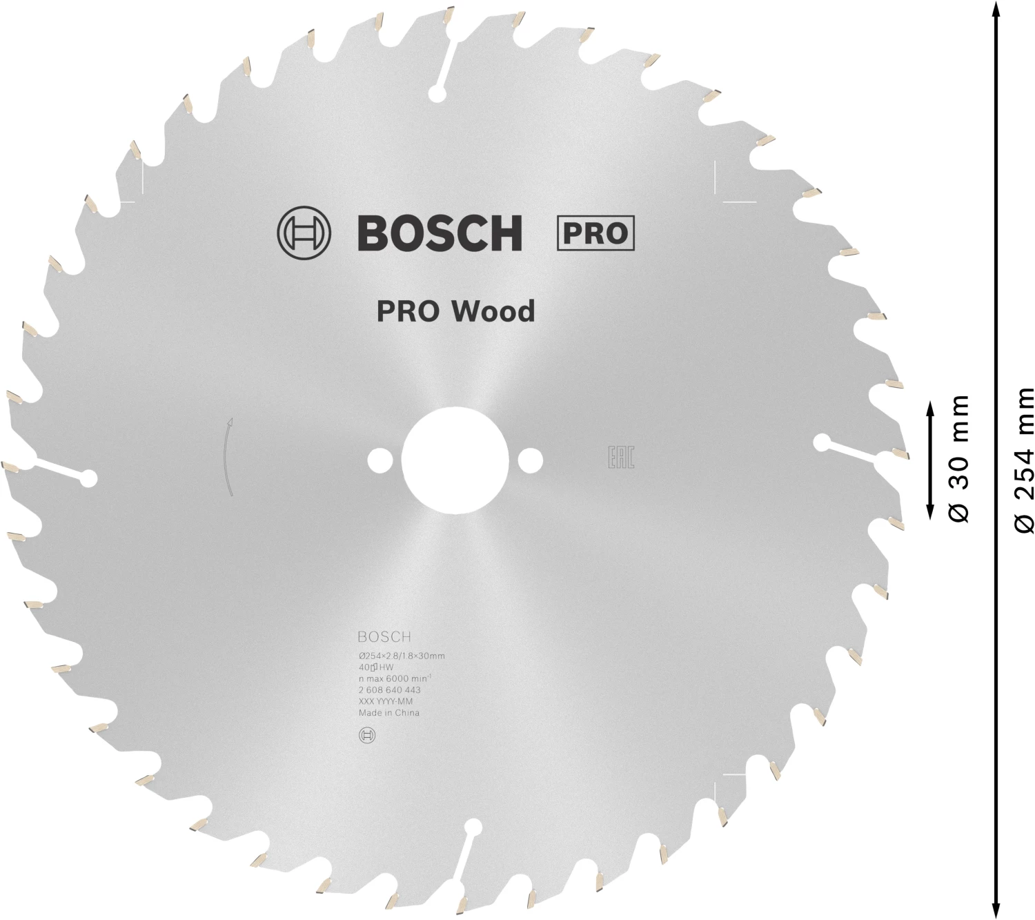 Bosch 2608640443 Optiline Cirkelzaagblad - 254 X 30 X 40T - Hout thumbnail 4