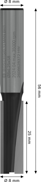 Bosch 2608628372 Vingerfrees Met Verlenging - 2 Snijvlakken - Hardmetaal - 8x25,4mm - Detailed view of the product
