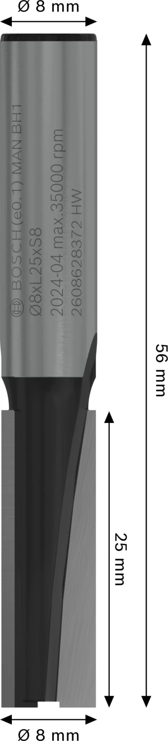 Bosch 2608628372 Vingerfrees Met Verlenging - 2 Snijvlakken - Hardmetaal - 8x25,4mm thumbnail 4