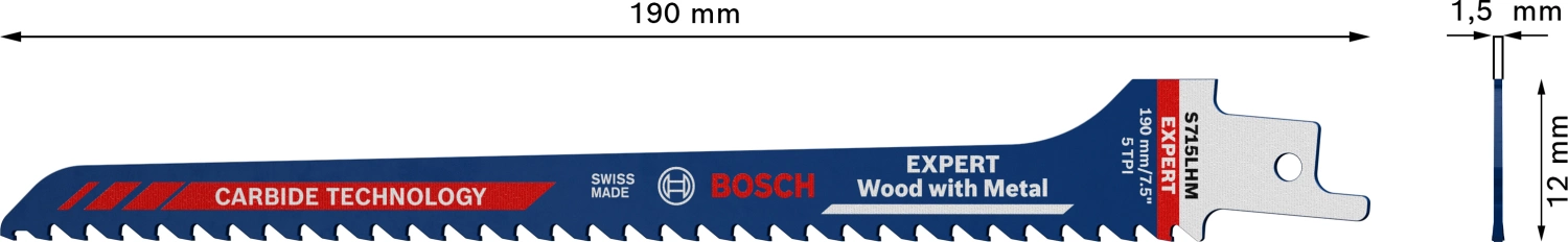 Bosch EXPERT S715LHM Reciprozaagblad - 140mm - Hout/metaal thumbnail 4
