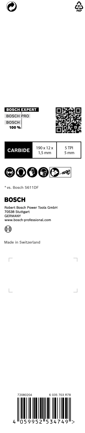 Bosch EXPERT S715LHM Reciprozaagblad - 140mm - Hout/metaal thumbnail 3