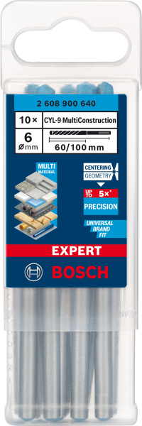 Bosch 2608900640 EXPERT Universeelboor CYL-9 MultiConstruction - 6x60x100mm (10st) - Detailed view of the product