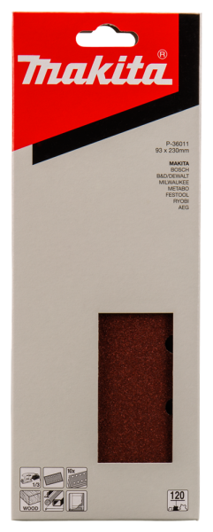 Makita P-36011 Vlak Schuurvel Red - K120 - 93 X 230mm (10st) - Detailed view of the product