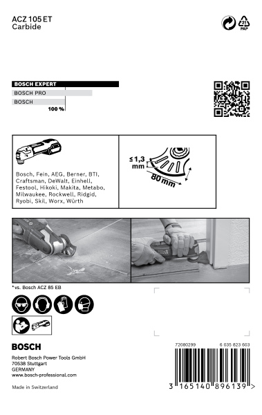 Bosch 2608664208 EXPERT Starlock Carbide Segmentzaagblad ACZ105ET - Multi Materiaal - Detailed view of the product