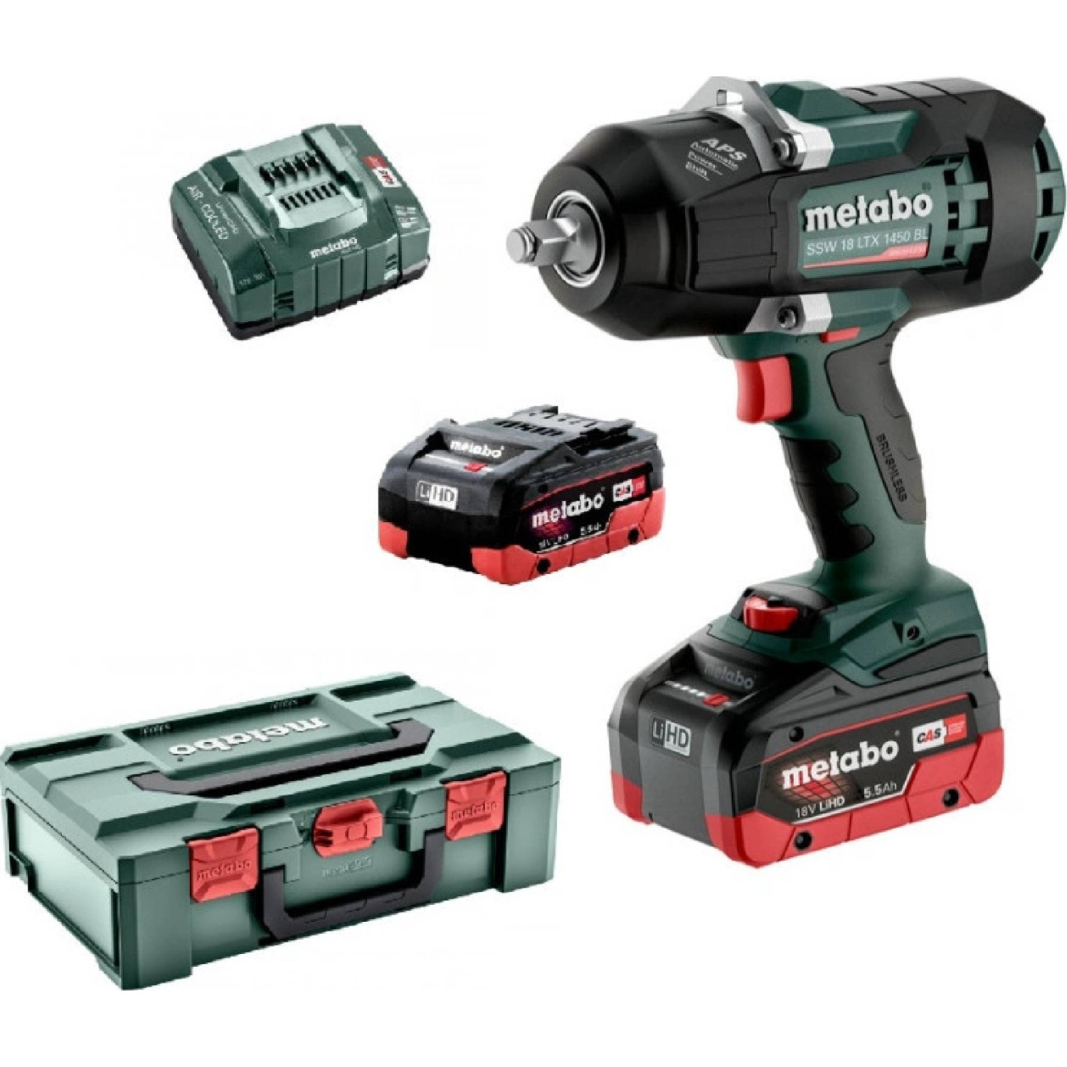 Metabo SSW 18 LTX 1450 BL 18V Li-ion Accu Slagmoersleutel Set (2x 5.5Ah LiHD Accu) In MetaBOX