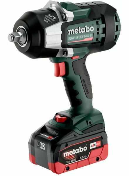 Metabo SSW 18 LTX 1450 BL 18V Li-ion Accu Slagmoersleutel Set (2x 5.5Ah LiHD Accu) In MetaBOX - Detailed view of the product