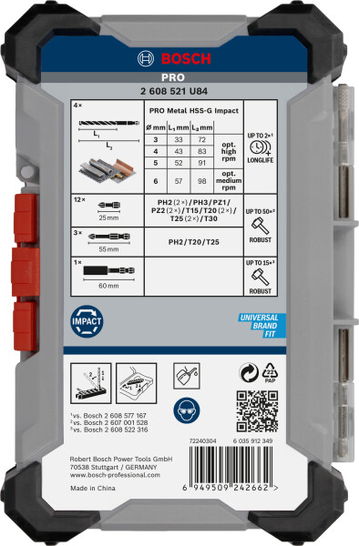 Bosch 2608521U84 20-delige PRO Impact Schroefbits En Metaalboren - Gemengde Set - Detailed view of the product