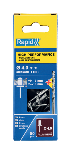Rapid 5000384 Blindklinknagels Incl. Boor - Aluminium - 4x12mm (50st)