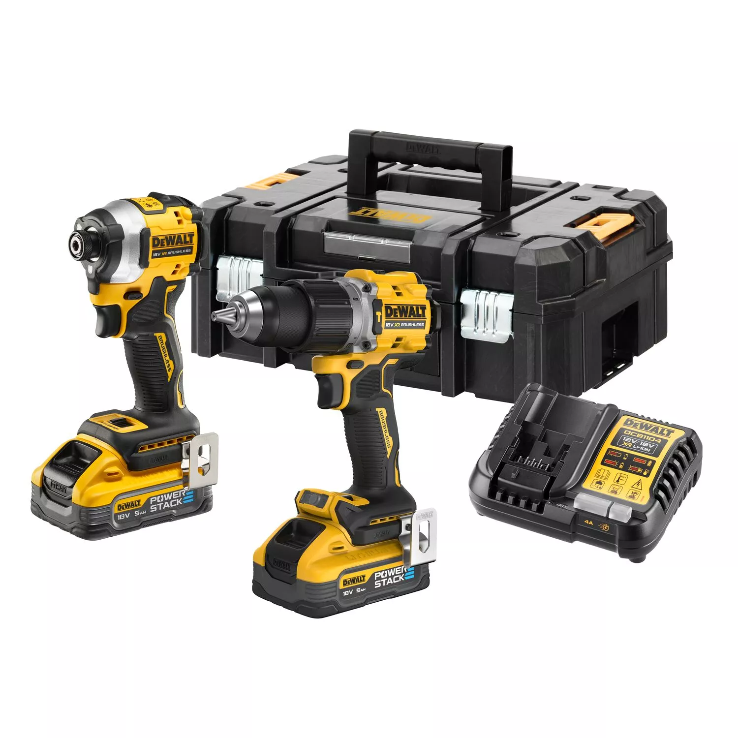 DeWALT DCK2050H2T 18V Li-ion Accu Klopboor-/schroefmachine (DCD805N)&Slagschroevendraaier (DCF850N) Combiset (2x 5.0Ah Accu) In TSTAK