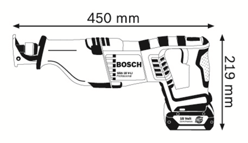Bosch GSA 18 V-LI SOLO 18V Li-Ion Accu Reciprozaag Body - Snelwissel - Variabel - Detailed view of the product