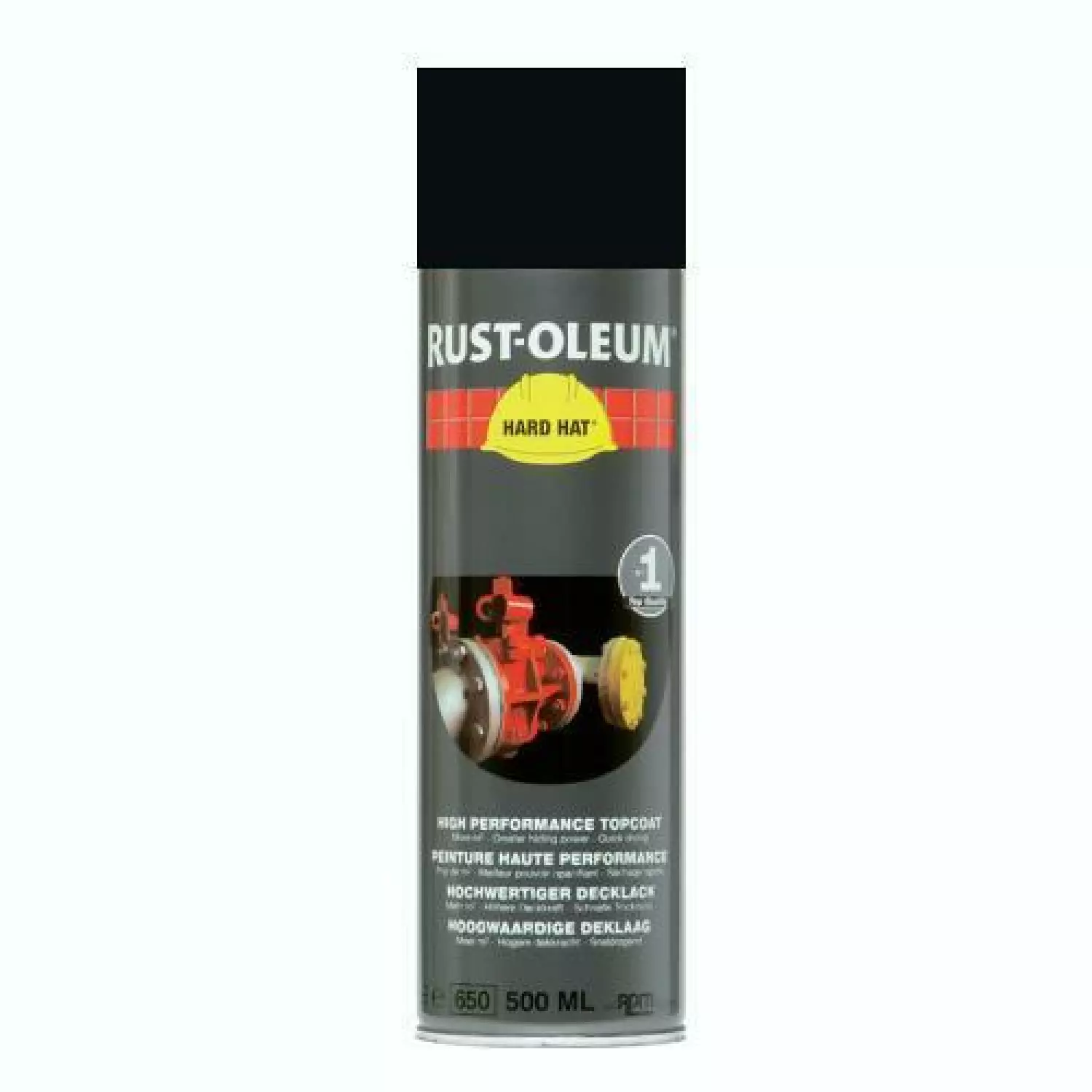 Rust-Oleum Hard Hat Topcoat Spray - Zwart - 0,5L