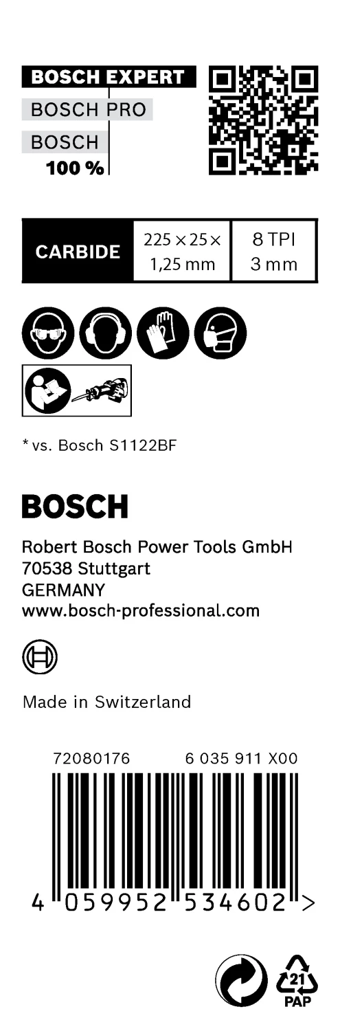 Bosch EXPERT S1155CHC Thick Tough Metal Reciprozaagblad - 175mm - Metaal (10st) thumbnail 3