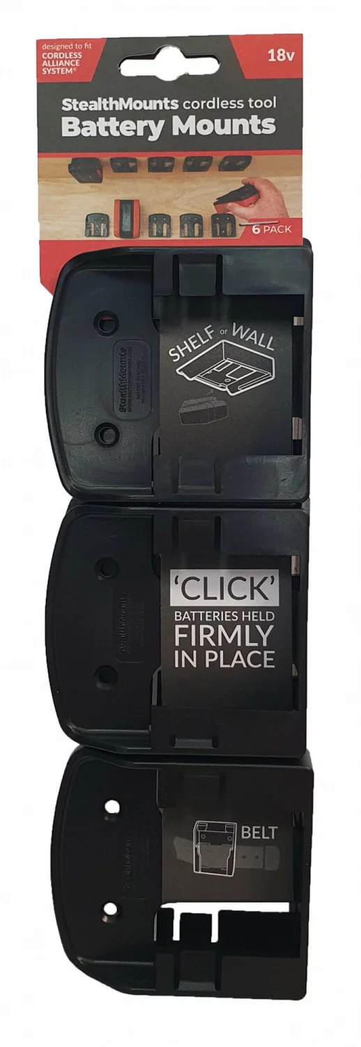 StealthMounts BM-CAS18-BLK-6 Accuhouder Voor CAS Accu's - Zwart - 6-pack
