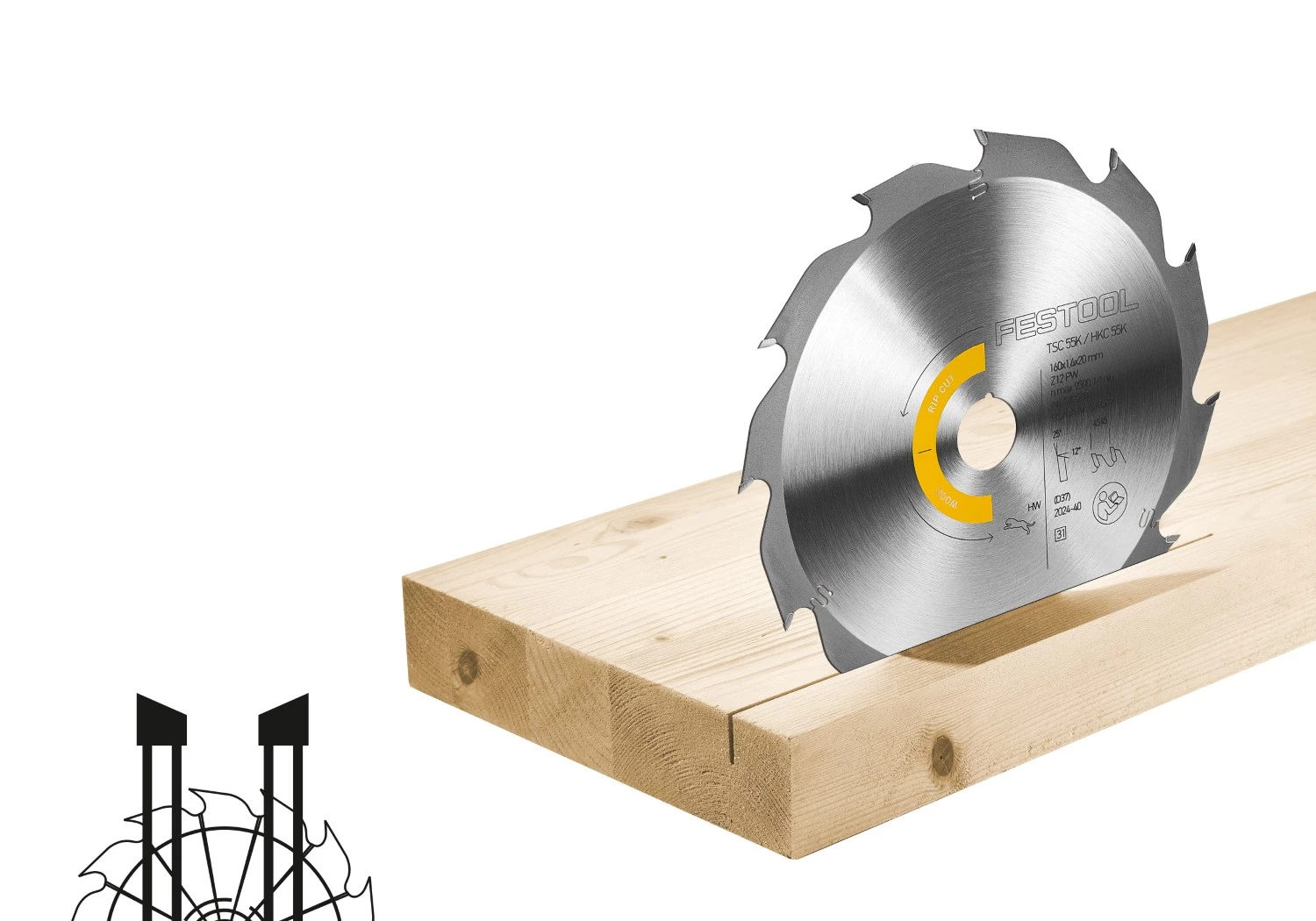 Festool HW 160x1,6x20 PW12 Cirkelzaagblad Wood Rip Cut 160x1,6x20 thumbnail 2