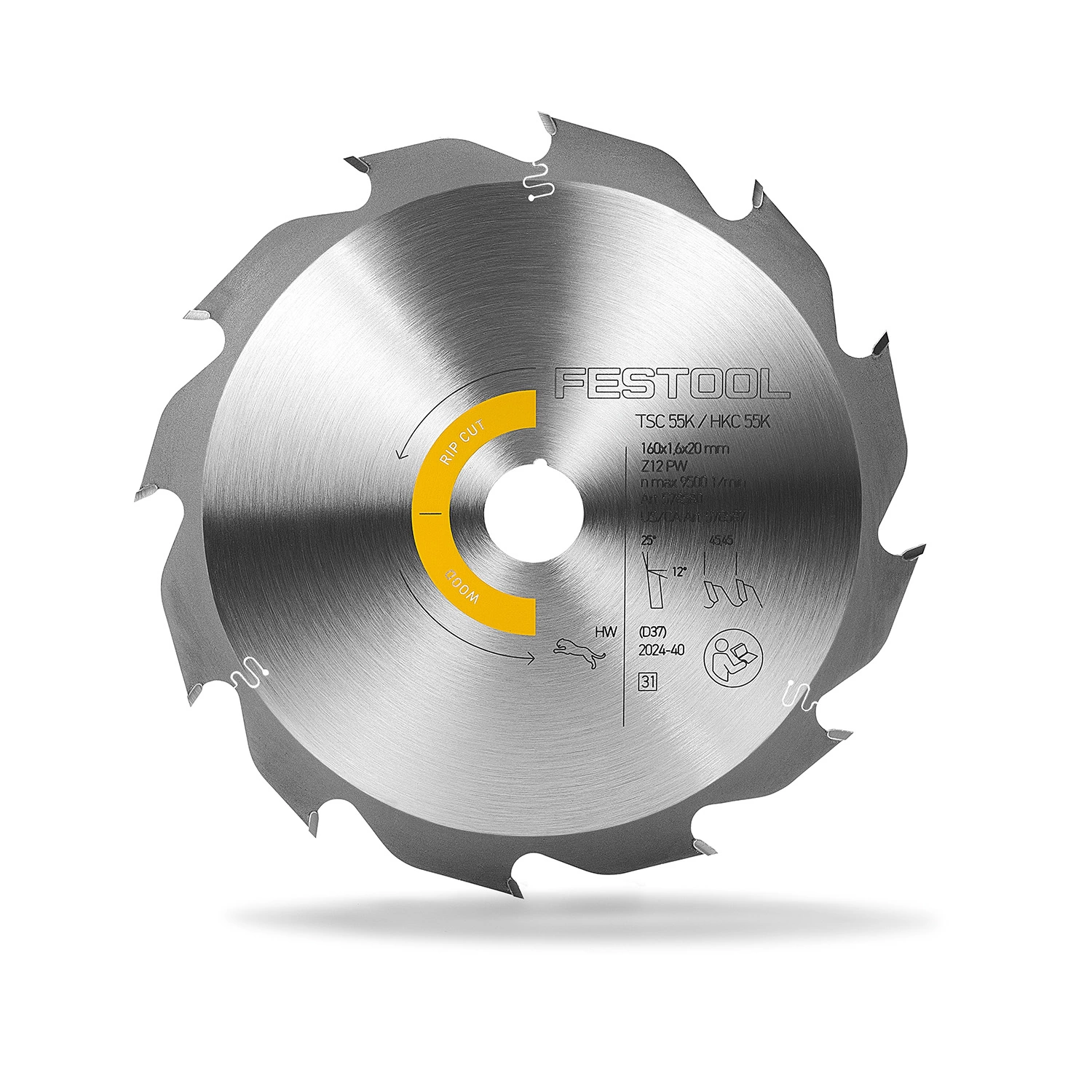 Festool HW 160x1,6x20 PW12 Cirkelzaagblad Wood Rip Cut 160x1,6x20
