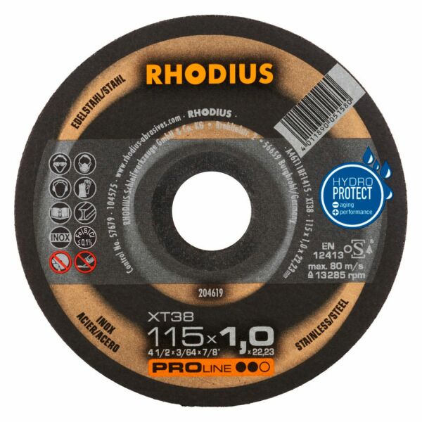 Rhodius 210747 XT38 Pack PROline Ll Doorslijpschijf Extra Dun 125x1,0x22,23 (10 St) - Detailed view of the product