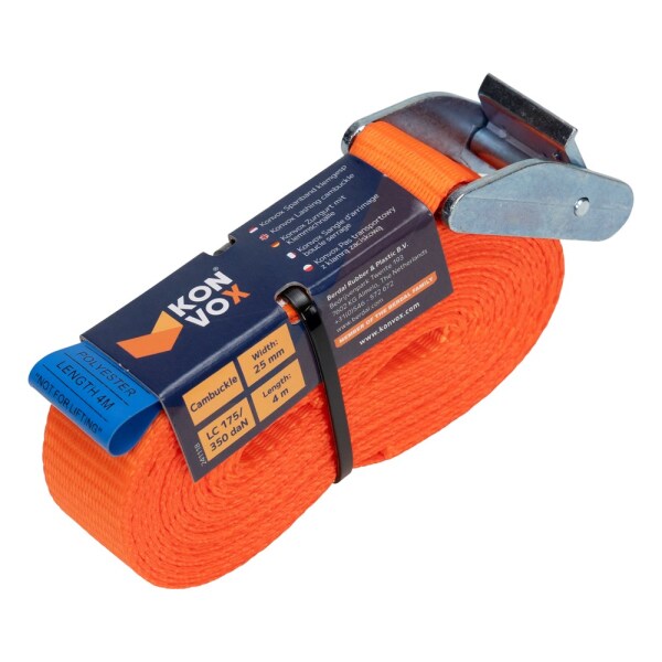 Konvox LAZE1425-0005 Spanband Eindloos Met Klemgesp HD - 5m X 25mm - 350 DaN - Oranje - Detailed view of the product