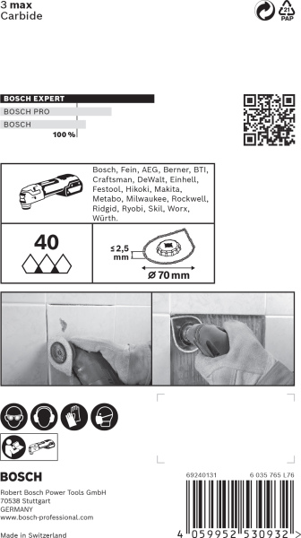 Bosch 2608900041 EXPERT Starlock Carbide 3 Max Grout&Abrasive AVZ70RT4 - Detailed view of the product