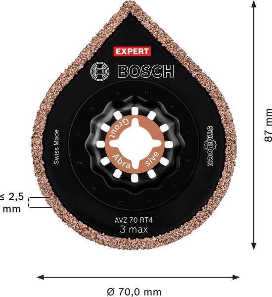 Bosch 2608900041 EXPERT Starlock Carbide 3 Max Grout&Abrasive AVZ70RT4 - Detailed view of the product