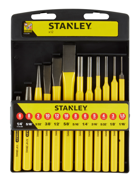 Stanley 4-18-299 12-delig Koudbeitel En Drevel Set - Detailed view of the product