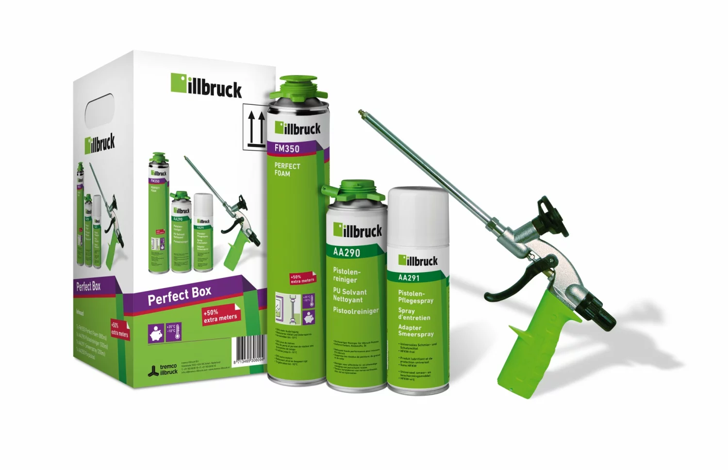 Illbruck FM350 Perfect Box - 7x FM350 - 880 Ml + AA290 Reiniger + AA291 Smeerspray + AA250 Foam Gun Pro thumbnail 2