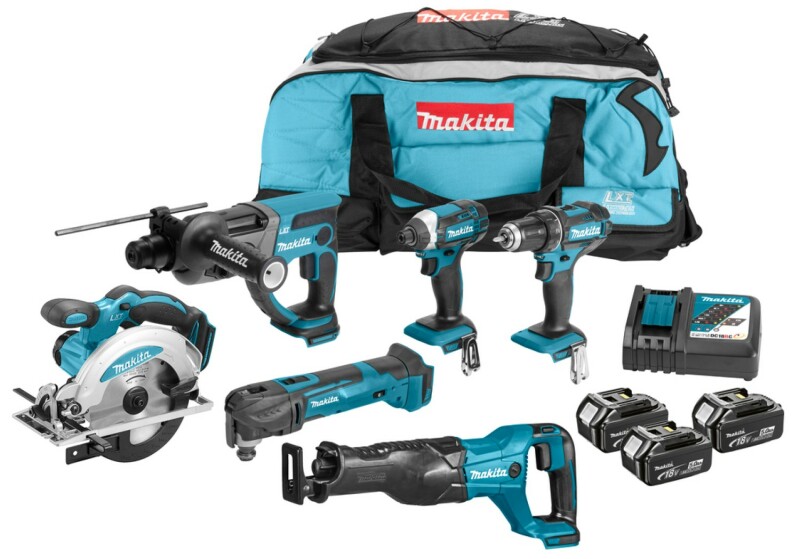 Makita DLX6038T 18V Li-Ion Accu Combiset (3x 5,0Ah Accu) In Toolbag EAN: 88381829151