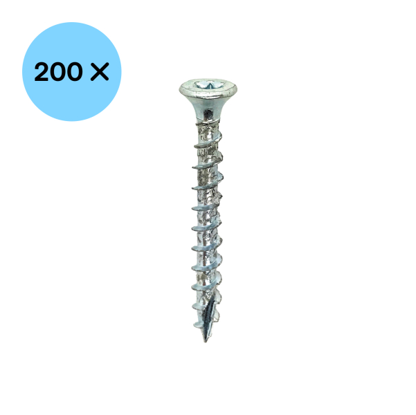 Woodies 61545374 Ultimate Scharnierschroef - TX20 - 4.5 X 40mm - Platverzonken Kop - Voldraad - Verzinkt (200st) - Detailed view of the product