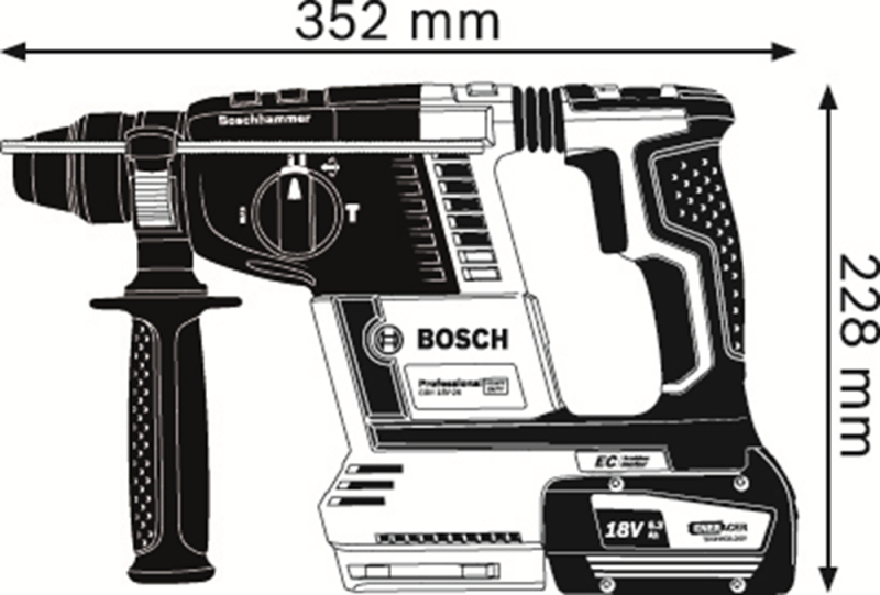 Bosch GBH 18V-26 18V Li-Ion Accu SDS-plus Combihamer Body In L-Boxx - 2,6J - Koolborstelloos - Detailed view of the product