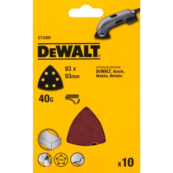 DeWALT DT3090 Deltaschuurpapier - K40 - 93mm (10st) - Detailed view of the product