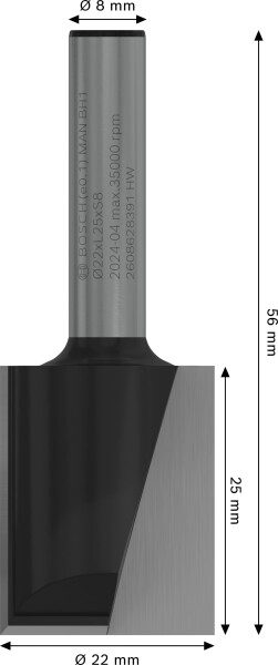 Bosch 2608628391 Vingerfrees - 2 Snijvlakken - Hardmetaal - 22x25mm - Detailed view of the product