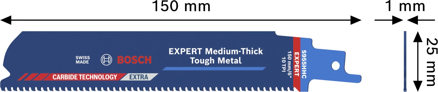 Bosch EXPERT S955HHC Medium-Thick Tough Reciprozaagblad - 150mm - Metaal (10st) thumbnail 4
