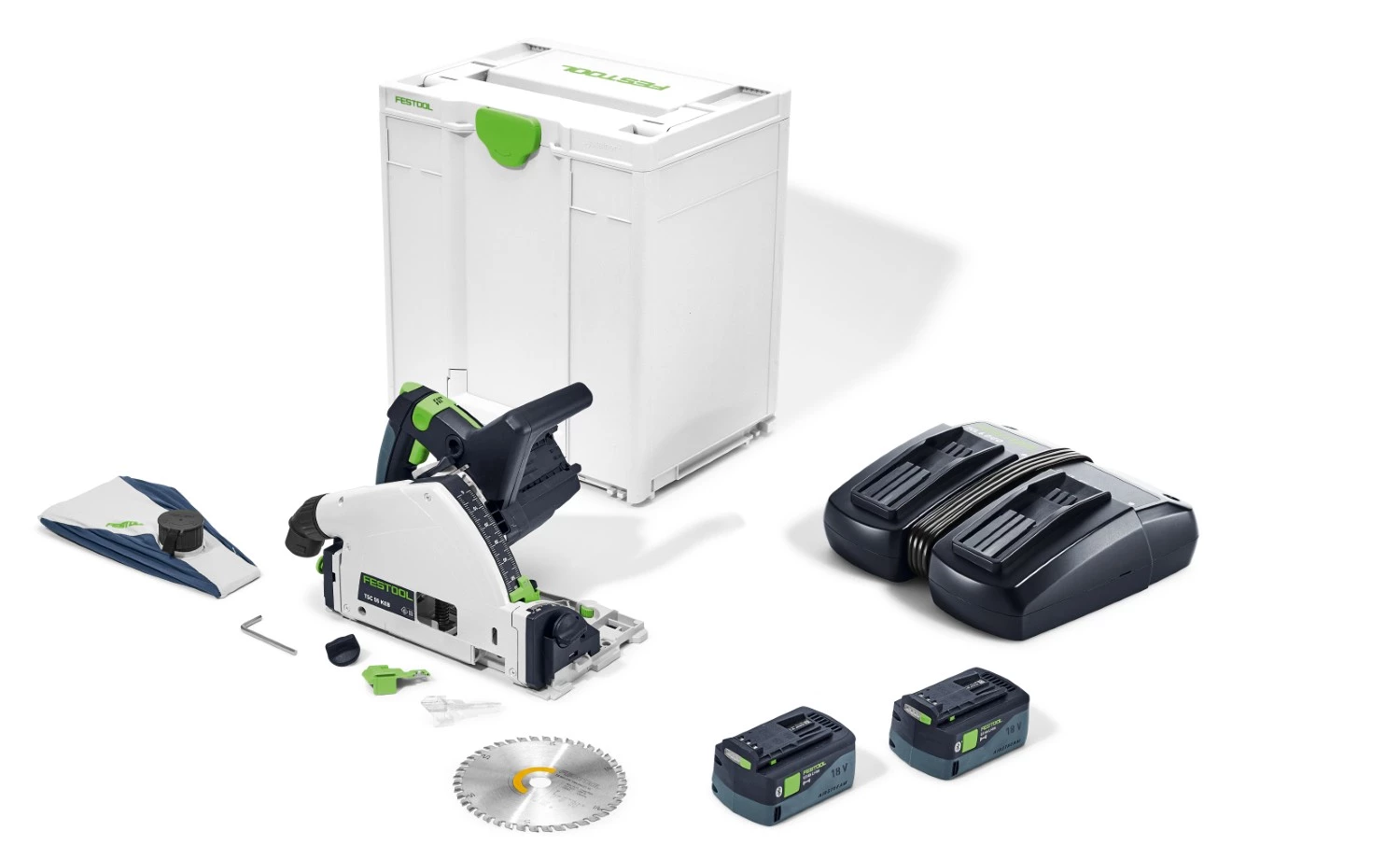 Festool TSC 55 5,0 KEBI-Plus/XL 18V Li-Ion Accu Invalzaag Set (2x 5,0Ah) In Systainer - 160mm