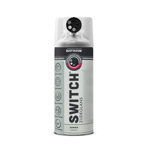 Rust-Oleum Switch Spuitlak - Zijdeglans Zilvergrijs - 400ml - Default image for the product