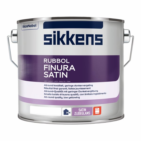 Sikkens Rubbol Finura Satin W05 - Lakverf - Dekkend - Binnen en buiten - Terpentine basis - Zijdeglans