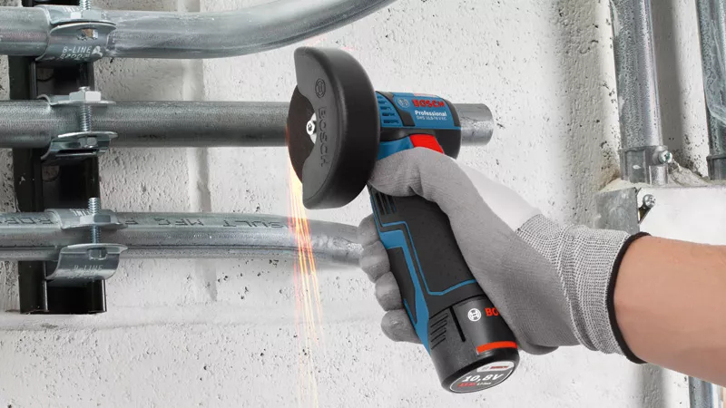 Bosch GWS 12V-76 12V Li-Ion Accu Haakse Slijper Set (2x 3.0Ah Accu) In L-Boxx - 76mm - Koolborstelloos - Detailed view of the product